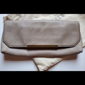 J Crew Claremont Leather Clutch gray/taupe
